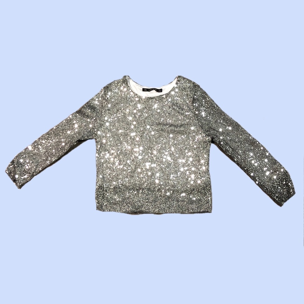 Zara Sequin Long Sleeve Top